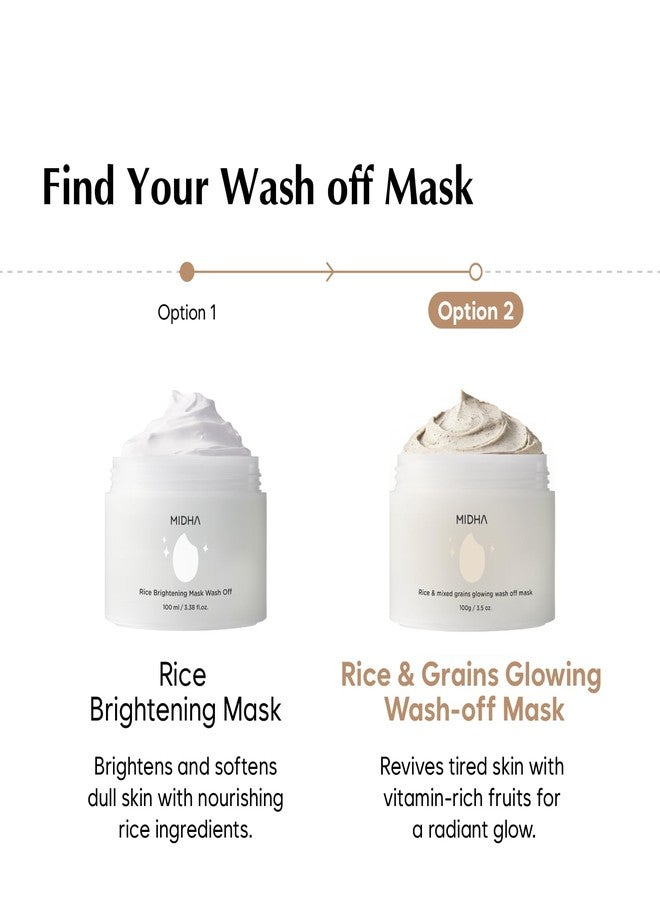 MIDHA RICE & MIXED GRAINS GLOWING WASHOFF MASK, 3.5oz/100g, Gentle Exfoliation, Glow & Smooth Texture, Rough Texture, Pore Clearing, Nourishing, Rice Enzyme, Wash off Pack - Image 5